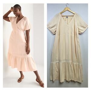 Old Navy’s crinkle-crepe maxi swing dress 2X plus size boho cottagecore ￼